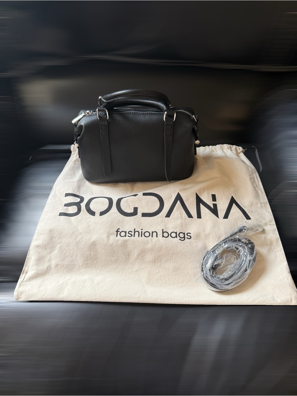 Black Leather Satchel with Top Handle